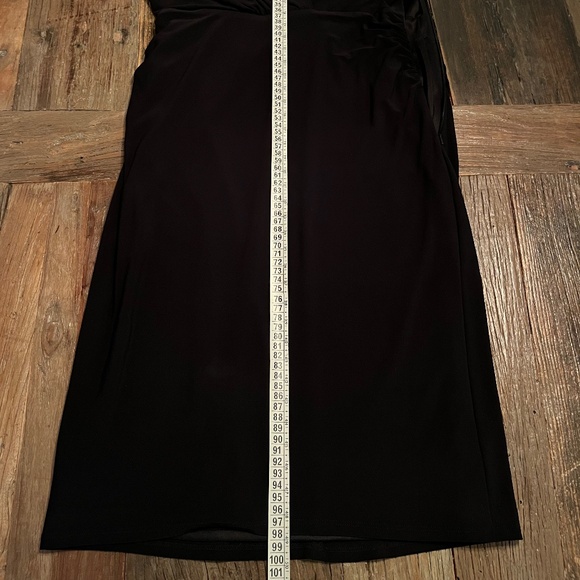 Evan Picone Black Draped V-Neck Dress - Size 6 - Picture 4 of 4